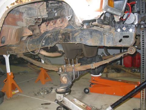 1981 Ford Bronco - First fitup of front axle to see where things will line up. The axle is forward about two inches from stock.
