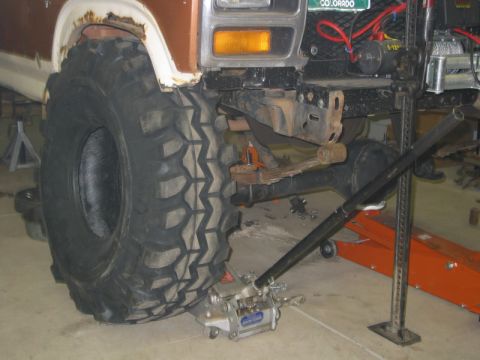1981 Ford Bronco - This is about the final position for the tire. It'll take quite a bit of trimming to make this fit with a low lift (4-6 inches).