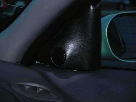 1999 Ford Taurus - Interior view of a car door showing a speaker and side mirror assembly.