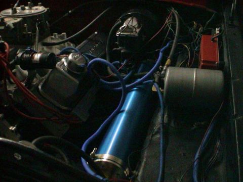 1979 Ford Bronco - Close-up view of an engine bay, custom components and wiring.
