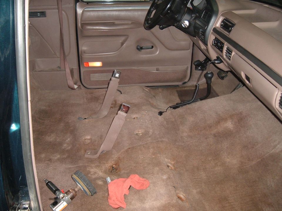 seats out  just have to shampoo the carpet before putting the seat in