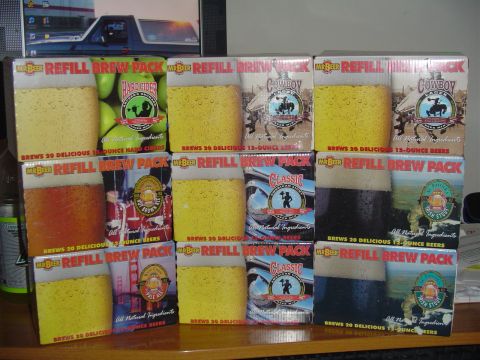 1993 Ford Bronco - A collection of Mr. Beer refill brew packs for making various types of beer and hard cider at home.
