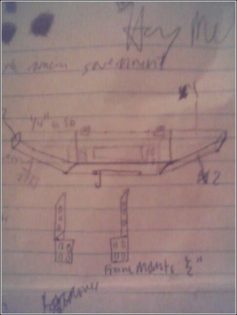 1985 Ford Bronco - This is a diagram of a custom bumper, not a photo of a 1985 Ford Bronco.