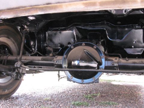 1979 Chevrolet Camaro - Underside view of a vehicle's rear axle and suspension components.