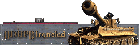 1988 Ford Bronco - A tank with a prominent cannon is shown, with text on a metallic background.