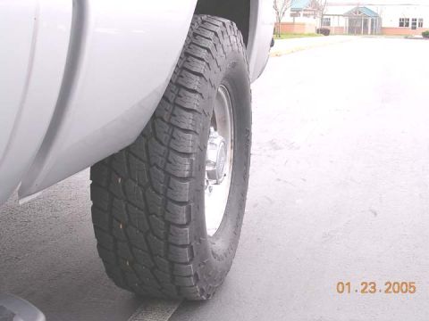 2004 Ford F-250 - the sidewall buldge on a stock wheel. Not as bad as i expected and drives great. May have some to do with the E rating