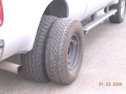 2004 Ford F-250 - th 305s are about an inch taller and prolly the same wider. they take all the harshness out of the new x codes, and this thing drives great…