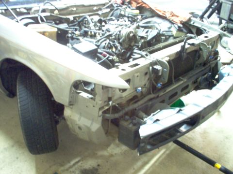 1994 Ford Crown Victoria - Front end of a 1994 Ford Crown Victoria disassembled for engine work.