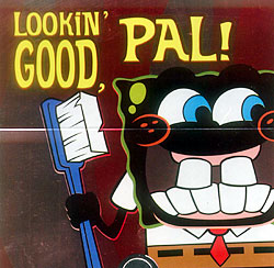 1976 Ford F-150 - A cartoon character is depicted holding a toothbrush, with text indicating 'LOOKIN' GOOD PAL!' and a website address.