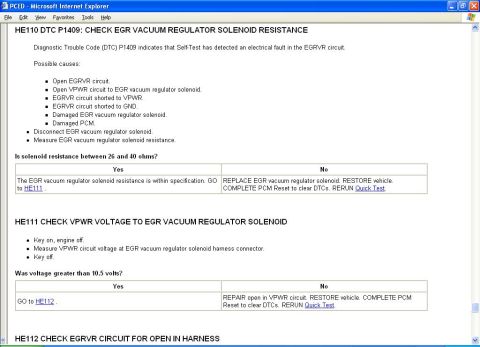 1999 Ford Contour - This document details diagnostic trouble code P1409 for EGR vacuum regulator solenoid resistance.