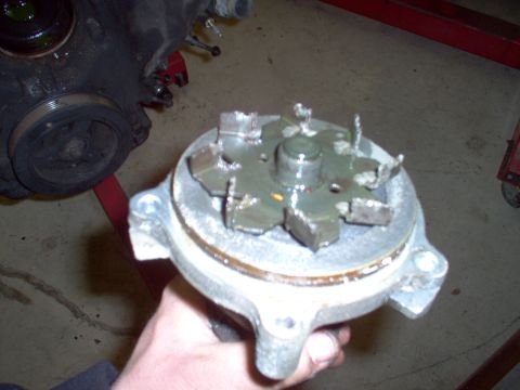 1994 Ford Crown Victoria - These impeller vanes have eroded, probably due to long coolant change intervals. Not only do the steel blades CORrode from old coolant not…