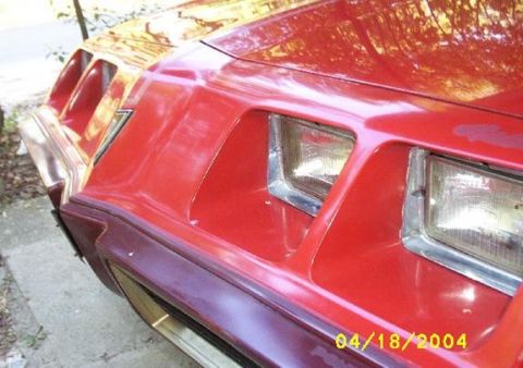 1979 Pontiac Firebird - Front view of a 1979 Pontiac Firebird showing its distinctive headlight design and red exterior.