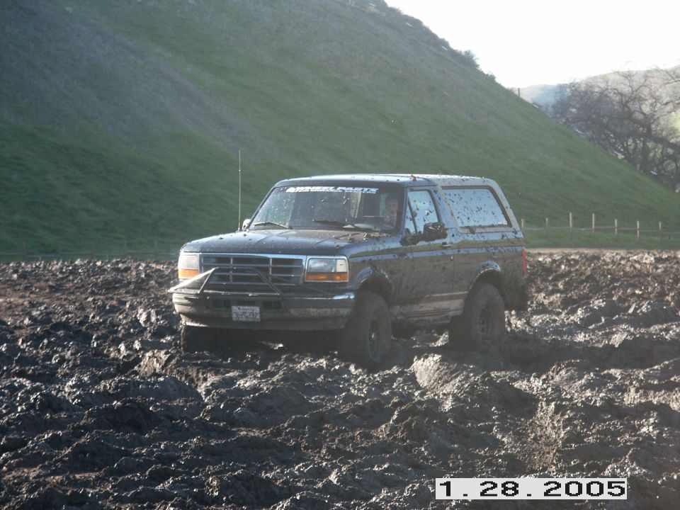 In the mud pit.