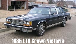 1985 Ford Crown Victoria LTD - 1985 Ford LTD Crown Victoria sedan seen from the front-right angle.