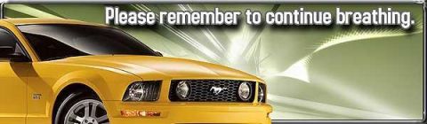 2000 Ford Mustang - A yellow Ford Mustang is shown from the front three-quarter view, highlighting its grille and headlights.