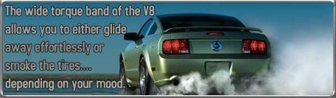 2000 Ford Mustang - A green Ford Mustang is shown from the rear, performing a burnout with smoke coming from the tires.