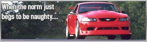 2000 Ford Mustang - A red 2000 Ford Mustang is shown from the front, with trees in the background.
