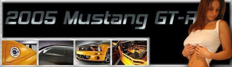 2000 Ford Mustang - Front view of a yellow 2005 Mustang GT-R with text overlay.