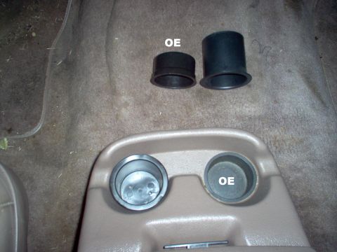 1983 Ford Bronco - The aftermarket cupholders came from a boating supply store. They're deeper, and have a slightly wider lip than the factory parts.