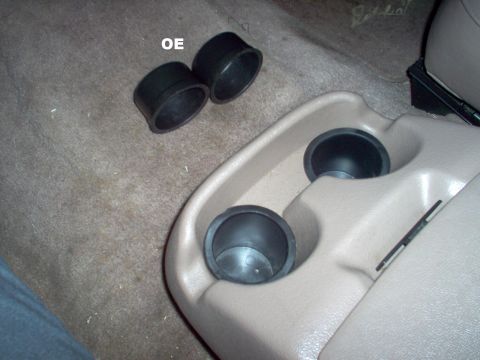 1983 Ford Bronco - The aftermarket cupholders came from a boating supply store. They're deeper, and have a slightly wider lip than the factory parts.