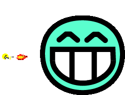 1979 Ford F-150 - A large smiley face is depicted on a bright green background with a small projectile approaching.