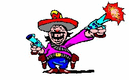 1979 Ford F-150 - A cartoon character depicted with a sombrero and firing two guns, set against a white background.