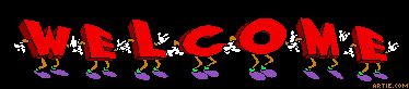 1979 Ford F-150 - Animated red letters spell out WELCOME with cartoonish arms and legs against a black backdrop.