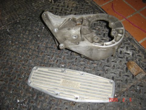 1990 Ford Bronco - PS pump bracket and intake cover before glass bead blast.