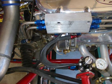 1993 Ford Taurus - Custom fuel system components are visible on this engine, including braided lines and a pressure regulator.