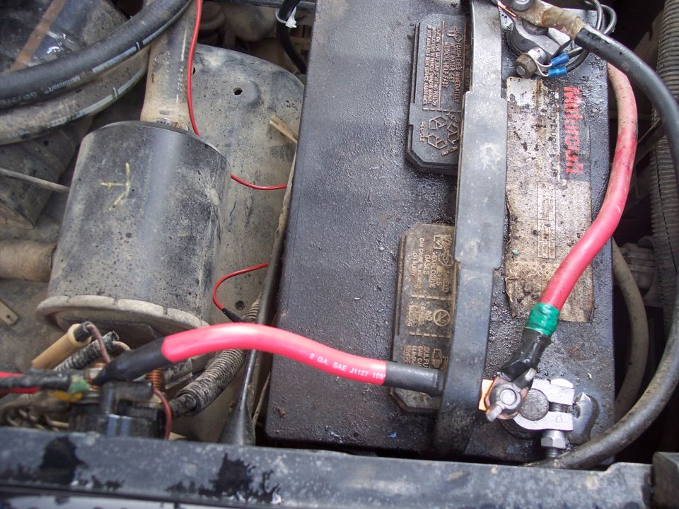 From the selenoid to the battery.  Winch cables are there as well.
