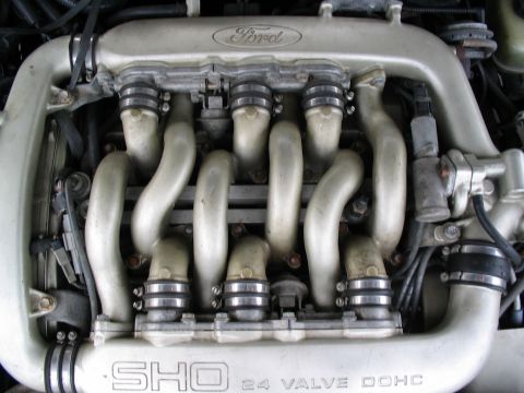 1993 Ford Taurus - Close-up of a Ford SHO 24 valve engine intake manifold.