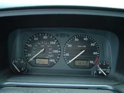 1994 Volkswagen Jetta - Instrument cluster of a 1994 Volkswagen Jetta, showing odometer and fuel level.