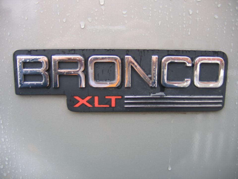 Bronco XLT badge on a vehicle