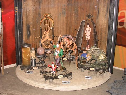 1991 Ford Bronco - A display macabre figures and specimens, possibly from a collection or exhibit.
