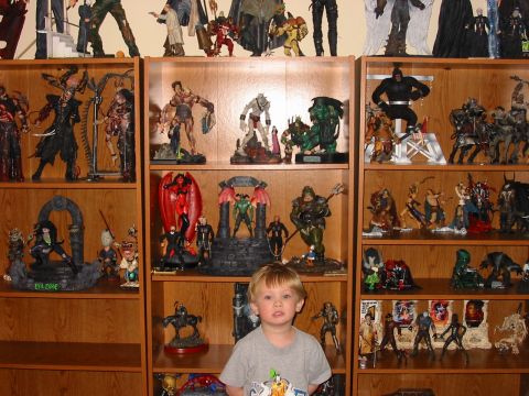 1991 Ford Bronco - The beginning of me setting up my collection and my little helper.