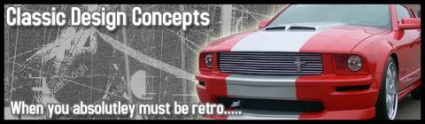 2000 Ford Mustang - Red Ford Mustang with white racing stripes, front quarter view, showing grille and hood scoop.