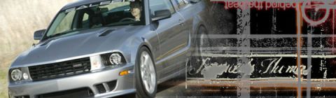 2000 Ford Mustang - Silver Saleen Mustang seen from the front-three-quarter angle on a road.