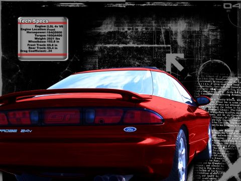 2000 Ford Mustang - Rear view of a red Ford Probe GT with a spoiler and 'PROBE 24V' badging.