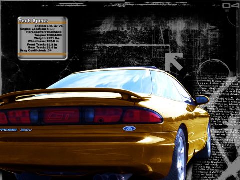 2000 Ford Mustang - Rear view of a gold Ford Probe GT with a spoiler and distinctive taillight design.