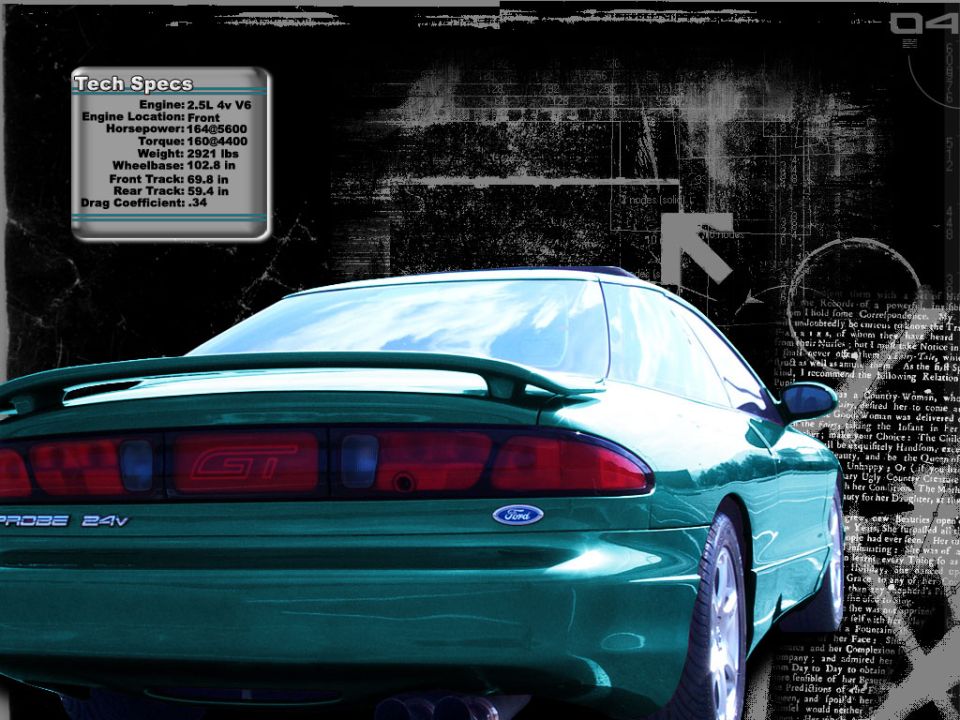 Green Ford Probe GT rear with GT badging and a spoiler