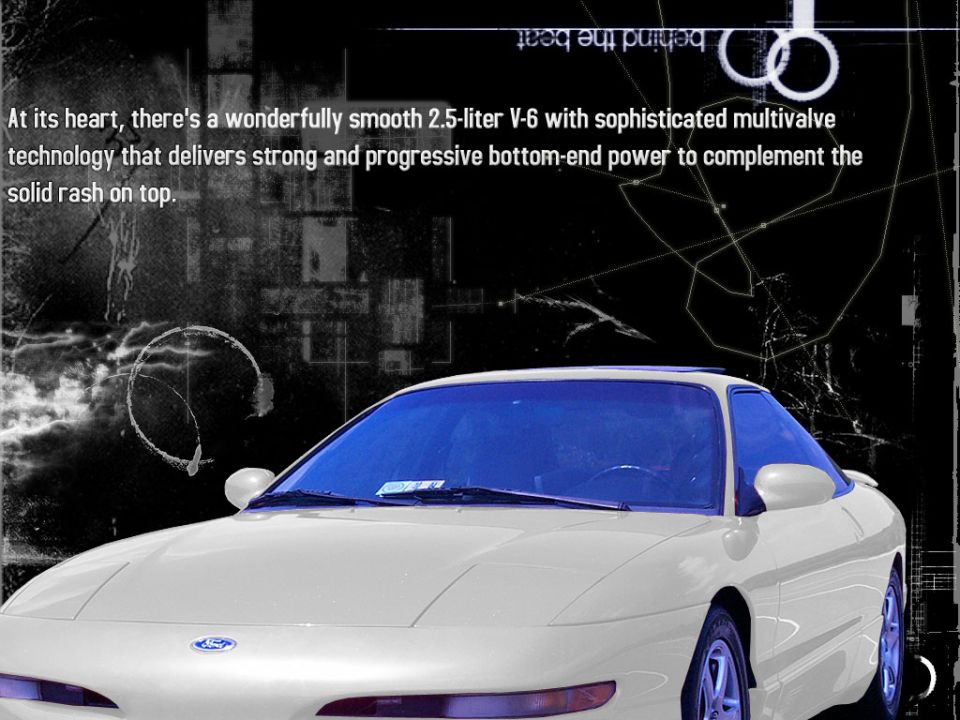 White Ford Probe front quarter view with blue tinted windshield