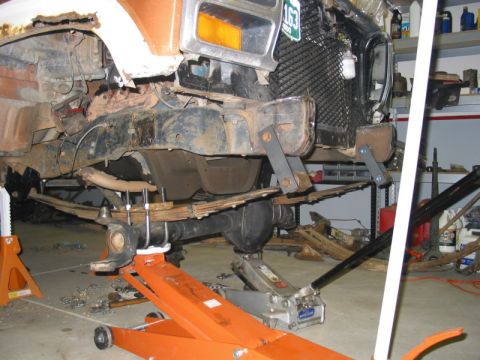 1981 Ford Bronco - Here the axle is supporting the truck. The shackle angles look good and the pinion angle looks good. The front axle is parallel to the rear…