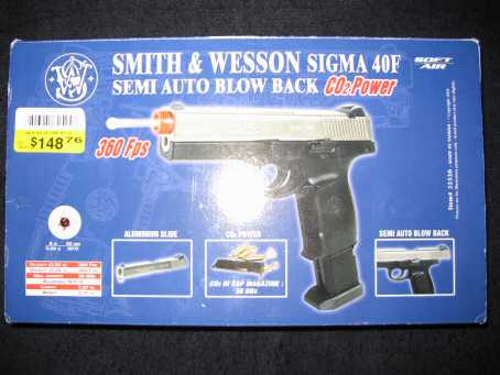 1996 Ford Taurus - Box art for a Smith & Wesson Sigma 40F CO2 semi-auto blow back airsoft pistol.