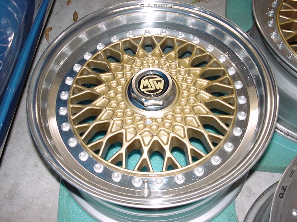 MSW gold mesh alloy wheel with polished lip and visible lug nuts