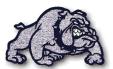 1995 Ford Bronco - A gray bulldog mascot logo is depicted with a menacing expression and a dark collar.