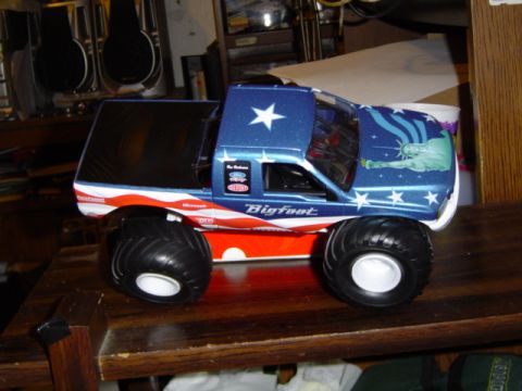 1979 Ford Bronco - This toy monster truck features a patriotic paint scheme with the Statue of Liberty and American flag elements.