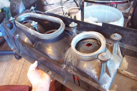 1985 Ford LTD Crown Victoria - Close-up of a car's headlight housing, likely for replacement or repair.