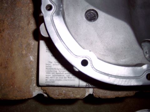 1991 Ford Bronco - Closeup of magnetic plug and the channel for the sealant.