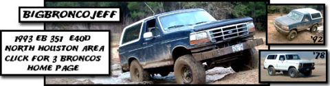 1993 Ford Bronco - This 1993 Ford Bronco is shown off-roading, with other Bronco models from different years also visible.