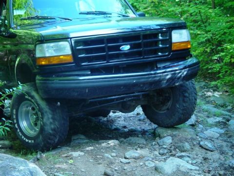 1996 Ford Bronco - This 1996 Ford Bronco navigates a rocky trail, its off-road capability.